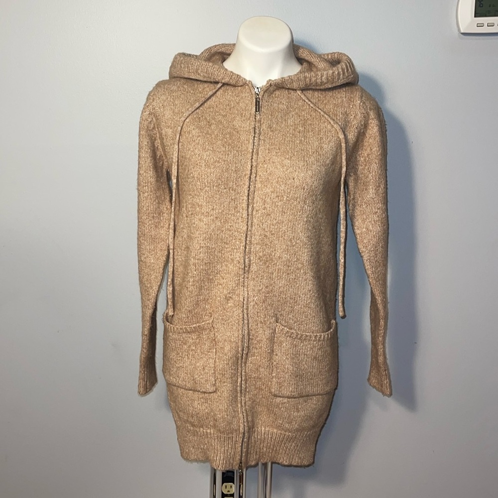 Pol ladies long zipper hooded cardigan. Small.